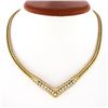 Image 2 : Fancy Italian 14k Gold Diamond V Link Chevron Necklace & Matching Bracelet Set