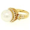 Image 1 : 18K Yellow Gold LARGE 13.3mm South Sea Pearl Ring w/ Marquise & Round Diamonds