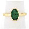 Image 1 : Solid 18K Yellow Gold 1.21 ctw Oval Bezel Set Emerald Solitaire Engagement Ring