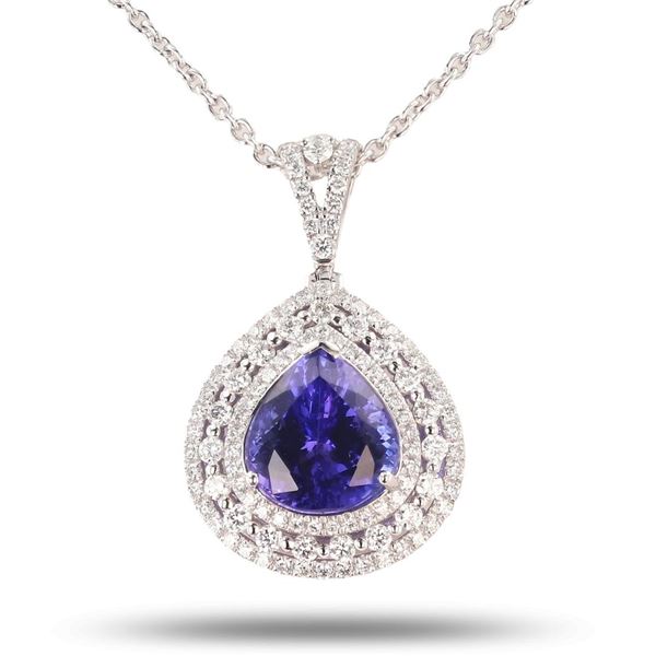 7.70 ctw Tanzanite and 1.34 ctw Diamond Platinum Pendant (GIA CERTIFIED)