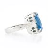 Image 5 : 14k White Gold Cushion Checkerboard Swiss Blue Topaz Diamond Halo Cocktail Ring
