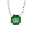 Image 2 : NEW 14K White Gold 0.42 ctw Emerald Cut Emerald Petite Solitaire Pendant Necklac