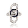 Image 1 : 0.31 ctw Diamond and 0.88 ctw Blue Sapphire Platinum Ring (2.07 ctw Diamonds)