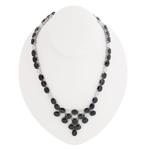 140.79 ctw Blue Sapphire and 4.20 ctw Topaz Necklace