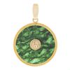Image 1 : Estate 10K Gold Round Dark Green Jade w/ Asian Symbol Medallion Disc Pendant