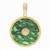 Image 4 : Estate 10K Gold Round Dark Green Jade w/ Asian Symbol Medallion Disc Pendant