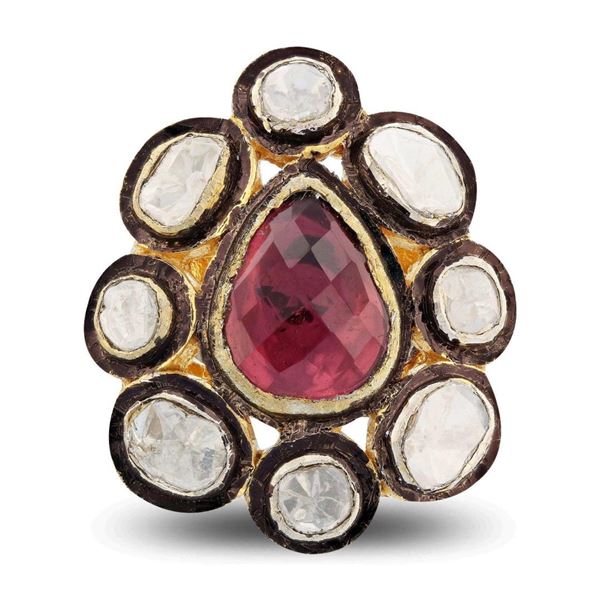 1.23 ctw Tourmaline and 0.35 ctw Diamond Ring