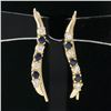 Image 2 : 14k Yellow Gold 0.31 ctw Alternating Sapphire & Diamond Petite Wavy Drop Earring