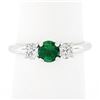 Image 1 : Jabal 18k White Gold 0.92 ctw Round Brilliant Emerald & Diamond Three 3 Stone Ri