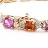 Image 3 : 15.22 ctw Multicolor Sapphire and 1.21 ctw Diamond 14K Yellow Gold Bracelet