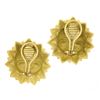 Image 3 : 18k Yellow Gold Matte Finish Winking Sun Face Large Dome Button Clip On Earrings