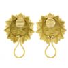 Image 4 : 18k Yellow Gold Matte Finish Winking Sun Face Large Dome Button Clip On Earrings