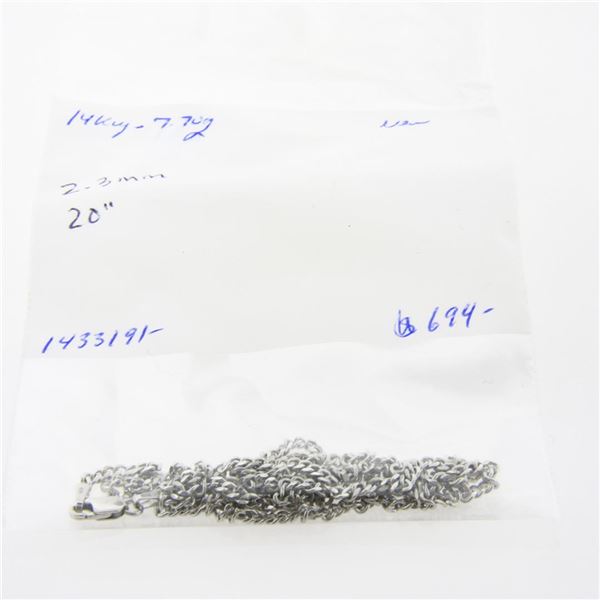 NEW Unisex Solid 14k White Gold 2.3mm Miami Cuban Curb Link 20" Chain Necklace