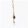 Image 3 : Antique Victorian 10k Gold Garnet Pearl Dangle Lavalier Pendant On New 14k Chain