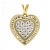 Image 5 : 14k Yellow Gold 0.80 ctw Round & Baguette Diamond w/ Domed Center Heart Pendant