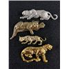Image 1 : Lot of 4 Leopards and Jaguar Brooches Gold and Silver Tone