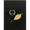 Image 1 : Bond Boyd Sterling Leaf Brooch & Sterling Whale Ring