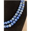 Image 2 : Vintage Blue Kyanite Double Strand Necklace with Sterling Silver Clasp. 32" L