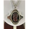 Image 2 : Vintage Purple and Black Cameo Pendant on Silvertone Chain