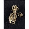 Image 2 : 1960's Gold Tone Poodle Brooch With Heart Charm and Red Rhinestone 1.5" T