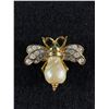 Image 2 : A Bumble Bee Rhinestone Brooch with Green Rhinestone Eyes 1.5" W