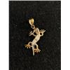 Image 1 : Sterling Silver Opal Inlay Lizard Gecko Pendant - Makers Mark D - Gold Overlay - Tested