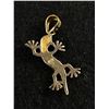 Image 2 : Sterling Silver Opal Inlay Lizard Gecko Pendant - Makers Mark D - Gold Overlay - Tested