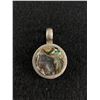 Image 1 : Heavy Sterling Disc Pendant with Shell Inlay