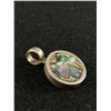 Image 2 : Heavy Sterling Disc Pendant with Shell Inlay