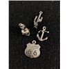 Image 1 : Lot Of 4 Vintage Sterling Silver Charms/Pendants -  Saguaro Desert Cactus, Route 66, Anchor, 3D Glad