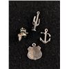 Image 2 : Lot Of 4 Vintage Sterling Silver Charms/Pendants -  Saguaro Desert Cactus, Route 66, Anchor, 3D Glad