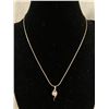 Image 1 : Quality Sterling Silver Necklace with Diamond Look Pendant