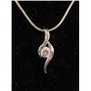 Image 2 : Quality Sterling Silver Necklace with Diamond Look Pendant