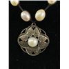 Image 2 : Vintage Genuine Pearls Necklace with Sterling Silver Pendant and Clasp
