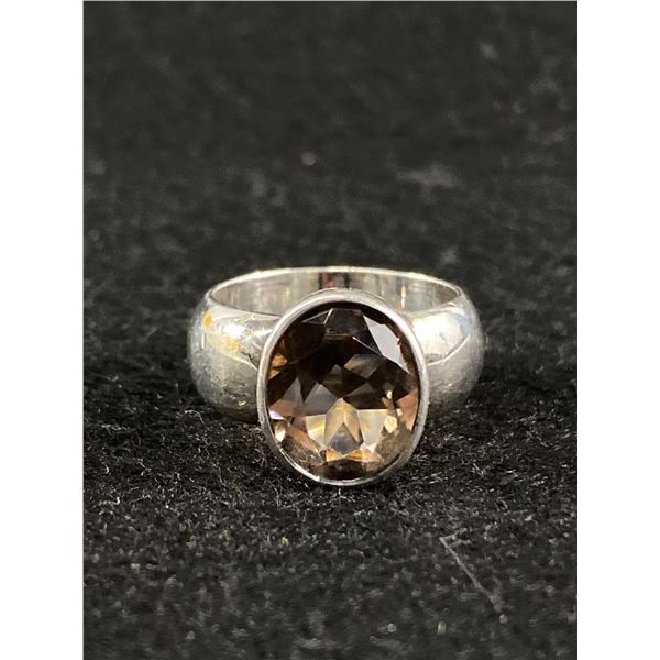 Solid 925 Sterling Silver with Smoky Topaz Stone Ring