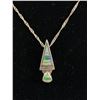 Image 2 : Sterling Silver with Opal Stone Pendant& 925 Sterling Silver Chain Necklace
