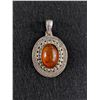 Image 1 : Vintage 925 Sterling Silver with Genuine Amber Stone Pendant