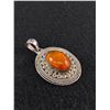 Image 2 : Vintage 925 Sterling Silver with Genuine Amber Stone Pendant