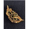 Image 2 : Vintage Gold Filled with Genuine Dark Green BC Jade Stones Brooch