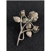 Image 2 : Vintage 925 Sterling Silver Rose Brooch Marked 925 Mexico