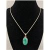 Image 1 : 925 Sterling Silver with Emerald Stone Pendant with 925 Sterling Silver Chain Necklace