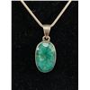Image 2 : 925 Sterling Silver with Emerald Stone Pendant with 925 Sterling Silver Chain Necklace