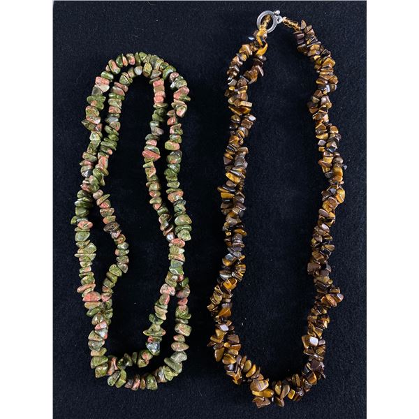 1 Extra Length & 1 Double Strand Twisted Natural Jasper Stones Necklaces