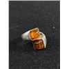 Image 1 : Solid Sterling Silver ( Tested) with 2 Natural Honey Amber Stones Ring