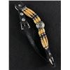 Image 2 : Vitnage Native American Bone Beads, Silver Beads and Leather Necklace
