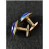 Image 2 : Vintage Woolno Cufflinks with Blue Lapis(?) Stone Accents