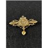 Image 1 : Antique Gold Brooch With Engraved Floral Centre