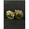Image 2 : Quality Vintage Cufflinks & Tie Pin With Jade Accents