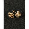 Image 2 : Vitnage 10k Gold Knot Stud Earrings with Diamonds
