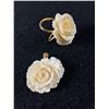 Image 1 : Fabulous Vintage Carved Rose Pendant & Scarf Clip- Great Qulaity
